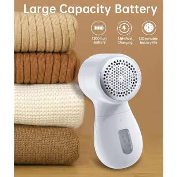 Rechargeable Fabric Shaver,Lint Remover, 3-Speed Sweater Shaver with LED Display, 2 Replaceable Stainless Steel 6-Blade Heads for Clothes, Sweaters, Furniture, Lint Balls and Fabric Pilling