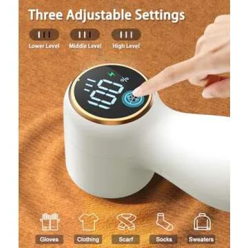 Rechargeable Fabric Shaver,Lint Remover, 3-Speed Sweater Shaver with LED Display, 2 Replaceable Stainless Steel 6-Blade Heads for Clothes, Sweaters, Furniture, Lint Balls and Fabric Pilling