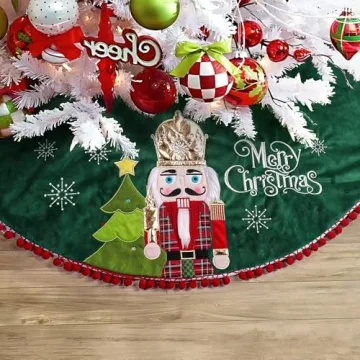 OVEELER Nutcracker Christmas Tree Skirt - 32 Inch Holiday Decor