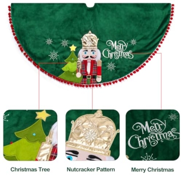 OVEELER Nutcracker Christmas Tree Skirt - 32 Inch Holiday Decor