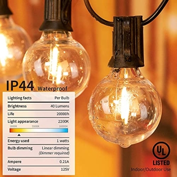 Brightown 50FT LED Shatterproof String Lights for Outdoors