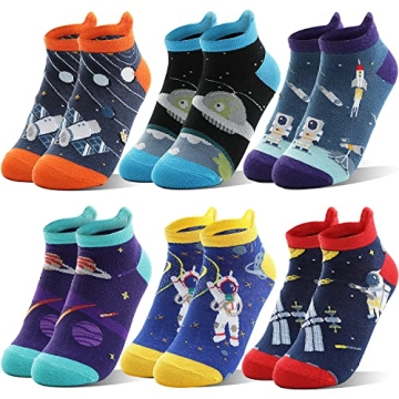Welwoos Kids Boys Ankle Socks No Show Low Cut Funny Cute Cartoon Novelty Cotton Socks 6 Pairs Gifts ...