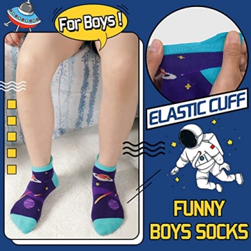 Welwoos Kids Boys Fun Ankle Socks for Boys 6 Pairs