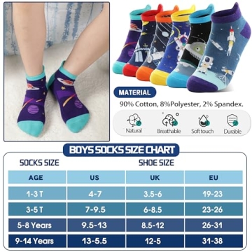 Welwoos Kids Boys Fun Ankle Socks for Boys 6 Pairs