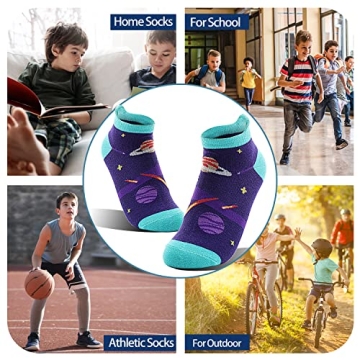 Welwoos Kids Boys Fun Ankle Socks for Boys 6 Pairs