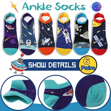 Welwoos Kids Boys Fun Ankle Socks for Boys 6 Pairs