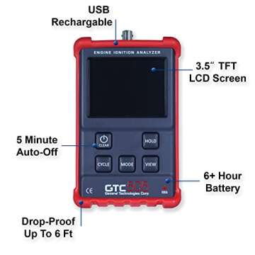 GTC GTC505 Engine Ignition Analyzer - Spark Diagnostics and Tachometer Readings for Marine, Motorcycle, and Automotive Mechanics, General Technologies Corp