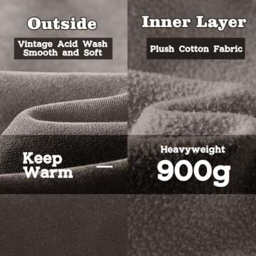 FAIABLE Mens Hoodies Pullover Oversized Hoodie Plush Fleece Hooded Sweatshirt Vintage Heavyweight Hoodie Cotton Big and Tall Hoodies for Men Couples Winter Autumn Workout College Streetwear Grey