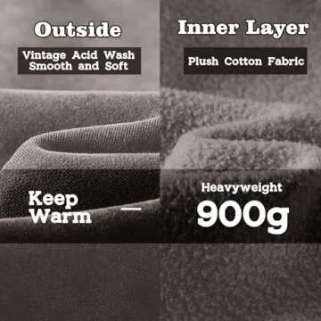 FAIABLE Mens Hoodies Pullover Oversized Hoodie Plush Fleece Hooded Sweatshirt Vintage Heavyweight Hoodie Cotton Big and Tall Hoodies for Men Couples Winter Autumn Workout College Streetwear Grey