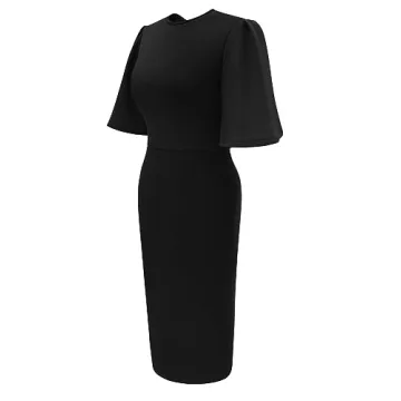 Versatile Bodycon Ruffle Flared Pencil Midi Dress