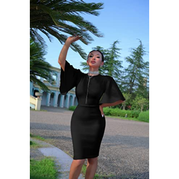 Versatile Bodycon Ruffle Flared Pencil Midi Dress