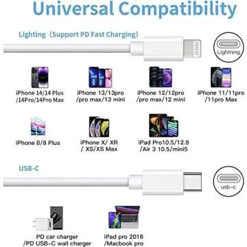 Lightning Cable [MFi Certified] 3Pack 6FT iPhone Fast Charger Cable Power Delivery Type C Charging Cord Compatible with iPhone 14 13 13 Pro Max 12 12 Pro Max 11 XS XR X 8 iPad,White