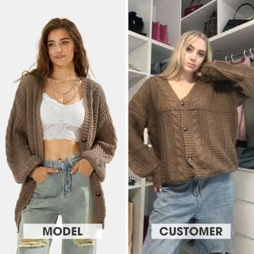 EXLURA Women's 2025 Oversized Cardigan Sweaters for Cozy Style