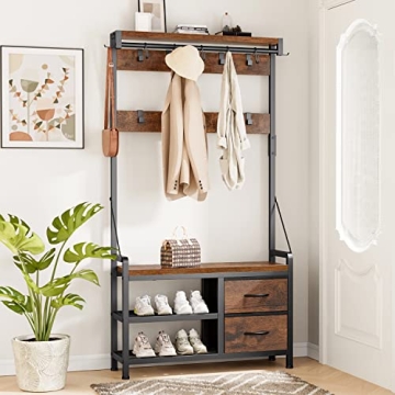 Lulive Hall Tree - 31.5” Entryway Coat Rack Bench