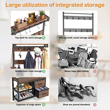 Lulive Hall Tree - 31.5” Entryway Coat Rack Bench