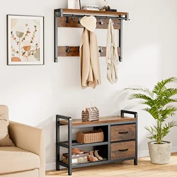 Lulive Hall Tree - 31.5” Entryway Coat Rack Bench
