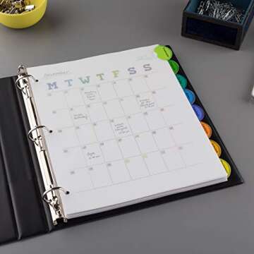 Avery Insertable Style Edge Plastic Dividers for 3 Ring Binders, 8-Tab Set, Multicolor, 1 Set (11201)