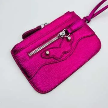Motleader Shoulder Bag for Women, Silver Metallic Leather Hobo Bag, Punk Style Y2k Crossbody Purse with Rivet, Rose Pink