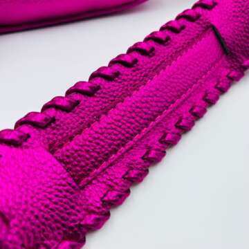 Motleader Shoulder Bag for Women, Silver Metallic Leather Hobo Bag, Punk Style Y2k Crossbody Purse with Rivet, Rose Pink