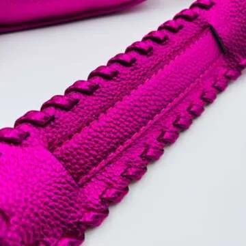 Motleader Shoulder Bag for Women, Silver Metallic Leather Hobo Bag, Punk Style Y2k Crossbody Purse with Rivet, Rose Pink