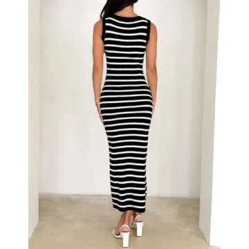 ZESICA Women's Summer Square Neck Bodycon Midi Dress 2025