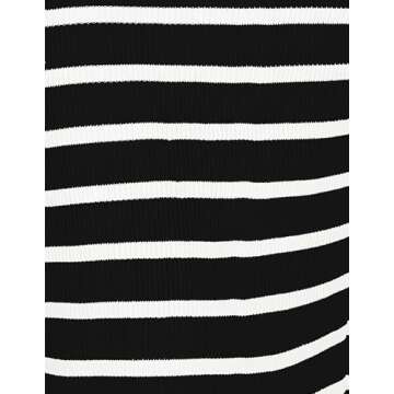 ZESICA Women's Summer Square Neck Bodycon Midi Dresses 2025 Casual Sleeveless Ribbed Knit Striped Beach Vacation Long Dress,Black,X-Large