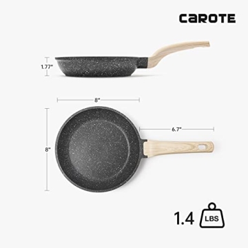 CAROTE 8" Nonstick Frying Pan with Glass Lid