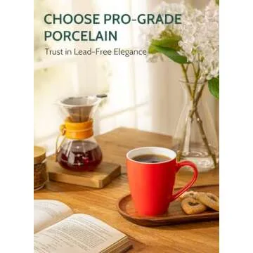 Sweese Porcelain Coffee Mugs - 16 Ounce (Top to the Rim) for Coffee, Latte, Tea, Cocoa, Set of 4, Red