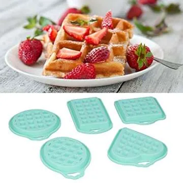 10Pcs Silicone Waffle Molds, Green Reusable Waffle Maker Baking Tray Mold for Waffle Cake Chocolate 5 Shapes