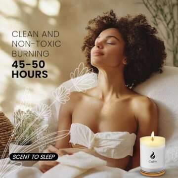 Natur IX Calming Scented Candles for Home | Lavender, Basil & Jasmine Candle | Natural Non Toxic Soy Candles with Essential Oils | 50 H Long Burning | Aromatherapy Candle Jar with Lid - 8.3oz