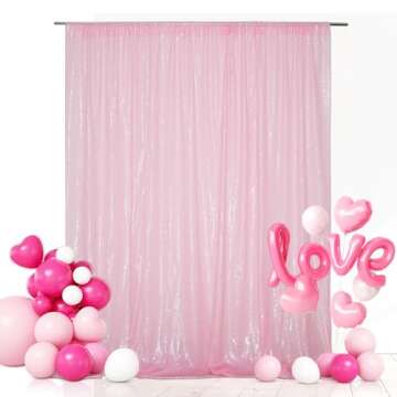 Eternal Beauty Pink Sequin Backdrop, 5x7 Ft Glitter Background Curtains for Shimmer Photography Part...