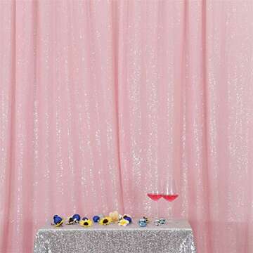 Eternal Beauty Pink Sequin Backdrop, 5x7 Ft Glitter Background Curtains for Shimmer Photography Party Wedding Birthday Back Drop Decor