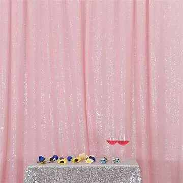 Eternal Beauty Pink Sequin Backdrop, 5x7 Ft Glitter Background Curtains for Shimmer Photography Party Wedding Birthday Back Drop Decor