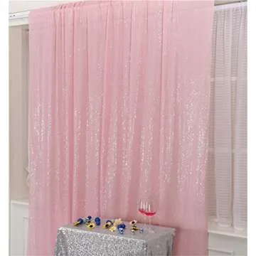 Eternal Beauty Pink Sequin Backdrop, 5x7 Ft Glitter Background Curtains for Shimmer Photography Party Wedding Birthday Back Drop Decor