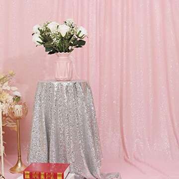 Eternal Beauty Pink Sequin Backdrop, 5x7 Ft Glitter Background Curtains for Shimmer Photography Party Wedding Birthday Back Drop Decor