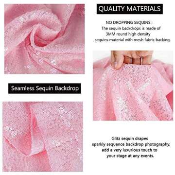 Eternal Beauty Pink Sequin Backdrop, 5x7 Ft Glitter Background Curtains for Shimmer Photography Party Wedding Birthday Back Drop Decor