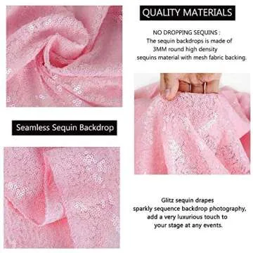 Eternal Beauty Pink Sequin Backdrop, 5x7 Ft Glitter Background Curtains for Shimmer Photography Party Wedding Birthday Back Drop Decor