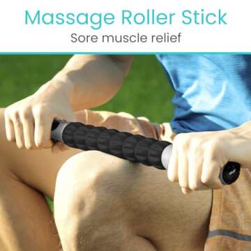 Vive Massage Stick Roller for Muscle, Back, Legs - Deep Tissue Body Fascia Massager for Hamstring, C...