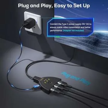 HDMI Switch, GANA 4K HDMI Splitter 3 in 1 Out, 3-Port HDMI Switcher Selector with Pigtail HDMI Cable,Supports Full HD 4K 1080P 3D Player, HDMI Hub Compatible with Fire Stick,HDTV,PS4 Game Consoles,PC