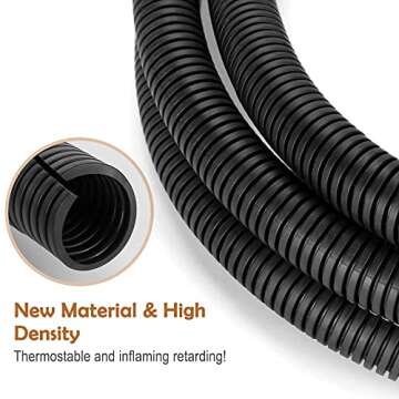 ZhiYo 20FT 1/2” Wire Loom Split Tubing Auto Wire Conduit Flexible Cover | High Temperature Heat Resistant -40F to 257F | Plastic Cover for Electrical Wires & Cables, Black