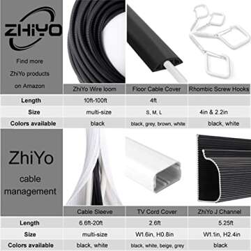 ZhiYo 20FT 1/2” Wire Loom Split Tubing Auto Wire Conduit Flexible Cover | High Temperature Heat Resistant -40F to 257F | Plastic Cover for Electrical Wires & Cables, Black