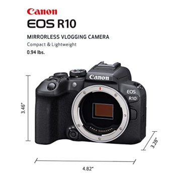 Canon EOS R10 (Body Only), Mirrorless Vlogging Camera, 24.2 MP, 4K Video, DIGIC X Image Processor, High-Speed Shooting, Subject Tracking, Compact, Lightweight, Subject Detection, for Content Creators