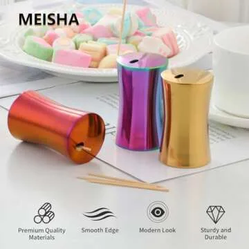 Meisha Toothpick Holder Dispenser, Stainless Steel Toothpick Dispenser for Home Restaurant Kitchen Supplies - Iridescent