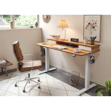 FEZIBO Electric Height Adjustable Standing Desk with Double Drawers