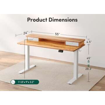 FEZIBO 55'' Height Adjustable Electric Standing Desk