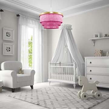 Huncdfe Bohemia Tassel Pendant Light,3 Lights Modern Flush Mount Ceiling Lights, Nordic LED Chandelier for Bedroom,Nursery Room, Girl Room, Hallway, Entryway, Dining Room (Pink)