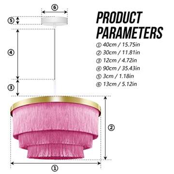 Huncdfe Bohemia Tassel Pendant Light,3 Lights Modern Flush Mount Ceiling Lights, Nordic LED Chandelier for Bedroom,Nursery Room, Girl Room, Hallway, Entryway, Dining Room (Pink)