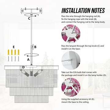 Huncdfe Bohemia Tassel Pendant Light,3 Lights Modern Flush Mount Ceiling Lights, Nordic LED Chandelier for Bedroom,Nursery Room, Girl Room, Hallway, Entryway, Dining Room (Pink)