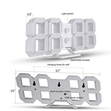 Stylish EDUP HOME 3D LED Digital Wall Clock with Remote