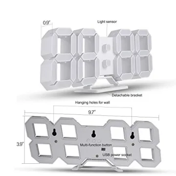 Stylish EDUP HOME 3D LED Digital Wall Clock with Remote